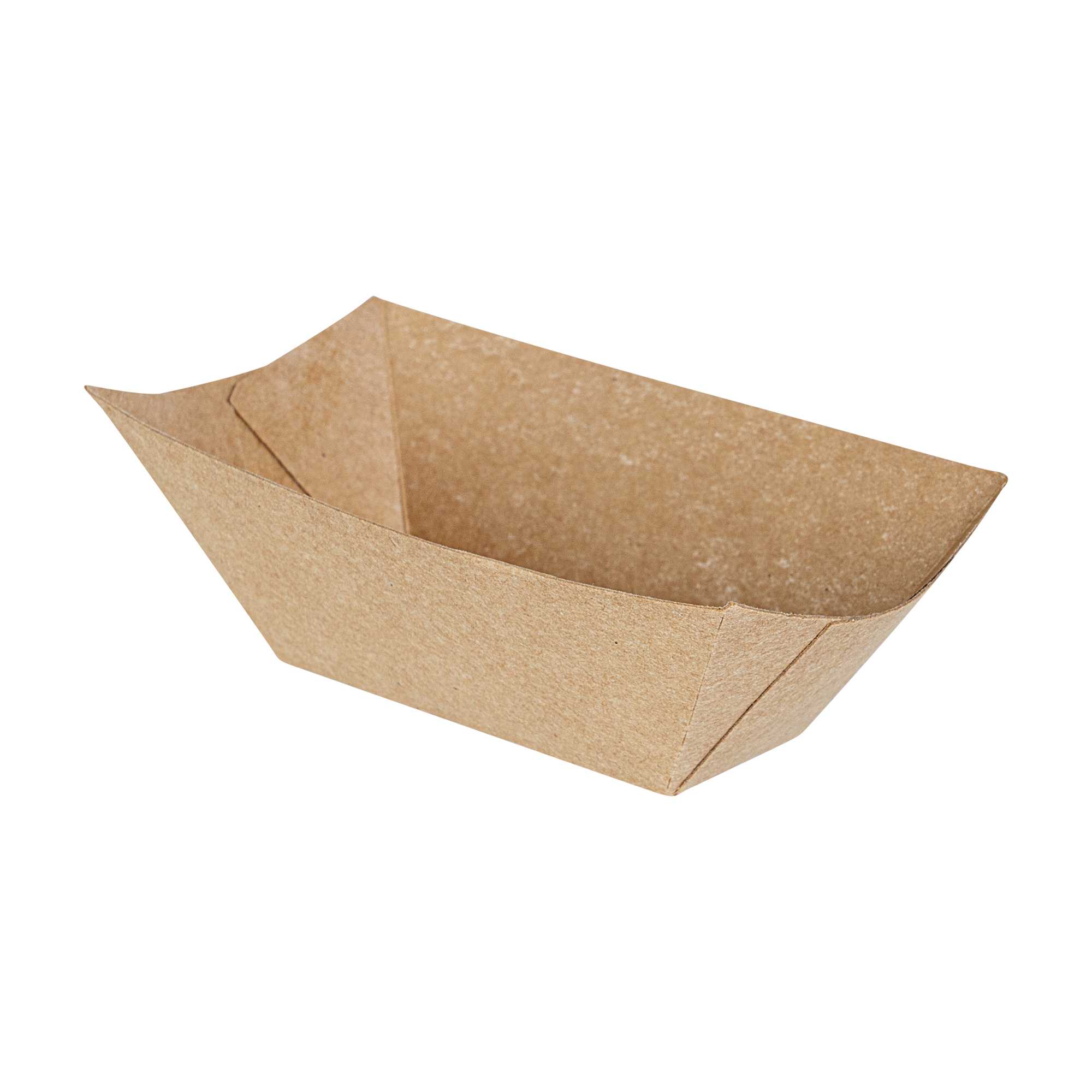 Bio Tek 2 oz Kraft Paper Food Tray / Boat - 3 1/4" x 2 1/4" x 1 1/4" - 400 count box
