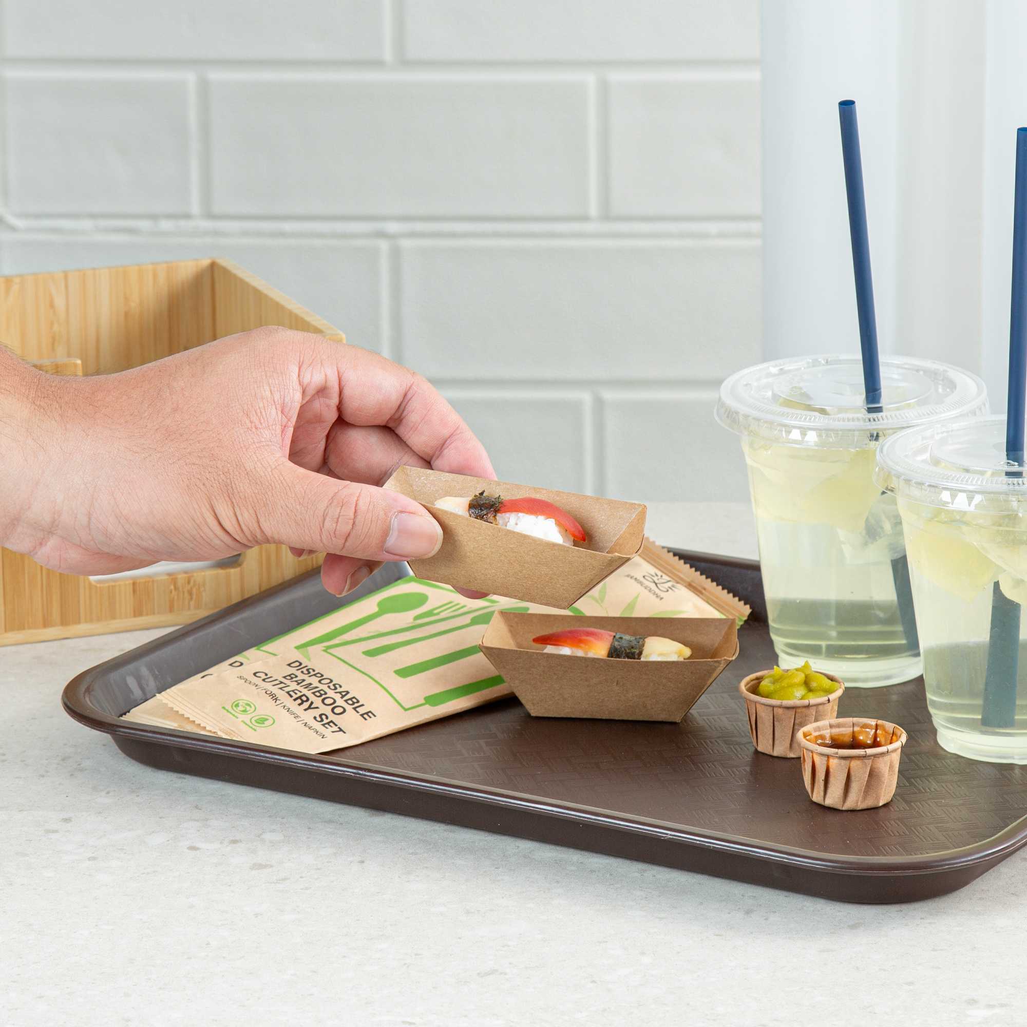 Bio Tek 2 oz Kraft Paper Food Tray / Boat - 3 1/4" x 2 1/4" x 1 1/4" - 400 count box