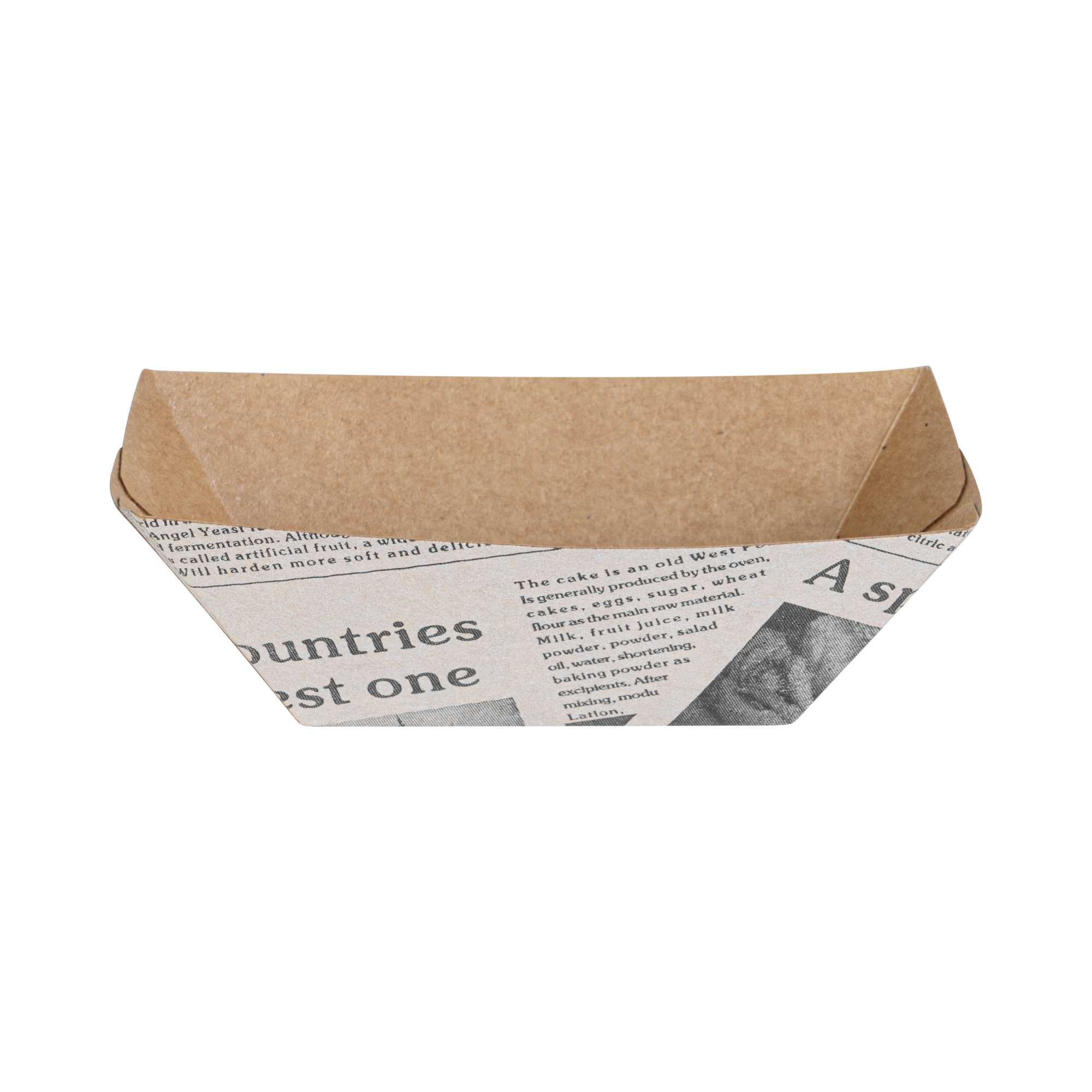 Bio Tek 2 oz Newsprint Paper Food Tray / Boat - 3 1/4" x 2 1/4" x 1 1/4" - 400 count box
