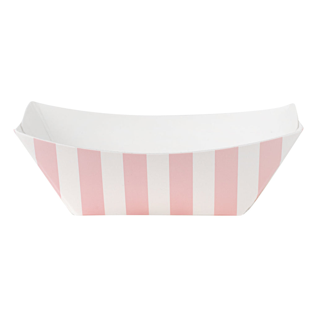 Bio Tek 2 oz Pink and White Stripe Paper Food Tray / Boat - 3 1/4" x 2 1/4" x 1 1/4" - 400 count box