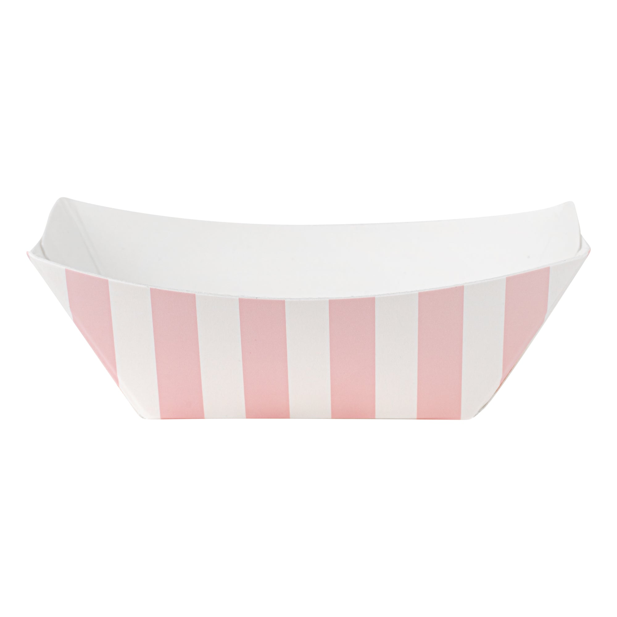 Bio Tek 2 oz Pink and White Stripe Paper Food Tray / Boat - 3 1/4" x 2 1/4" x 1 1/4" - 400 count box