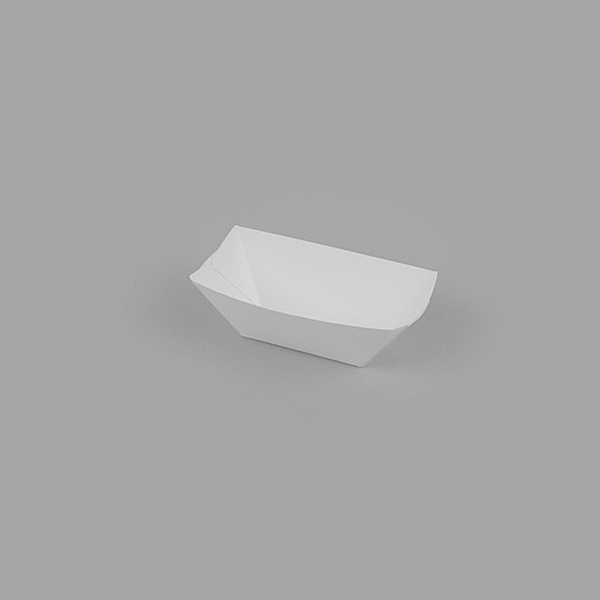 Bio Tek 2 oz White Paper Food Tray / Boat - 3 1/4" x 2 1/4" x 1 1/4" - 50 count box