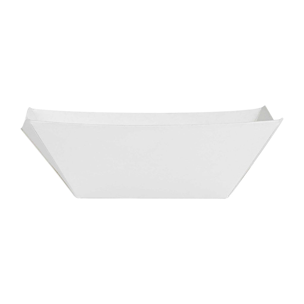 Bio Tek 2 oz White Paper Food Tray / Boat - 3 1/4" x 2 1/4" x 1 1/4" - 50 count box