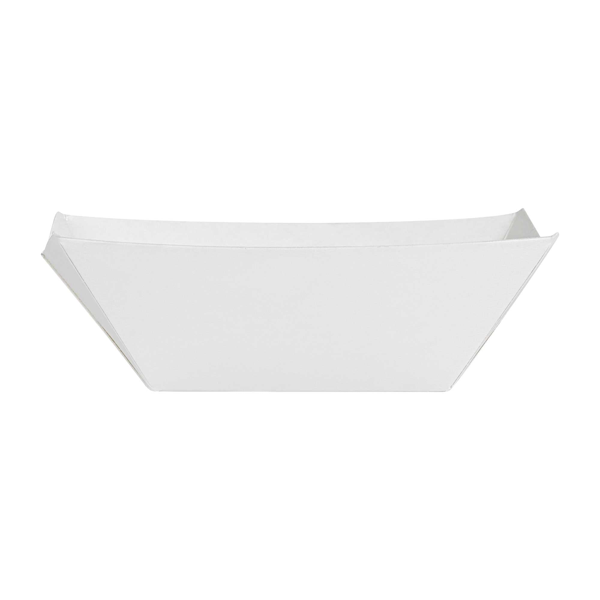 Bio Tek 2 oz White Paper Food Tray / Boat - 3 1/4" x 2 1/4" x 1 1/4" - 50 count box