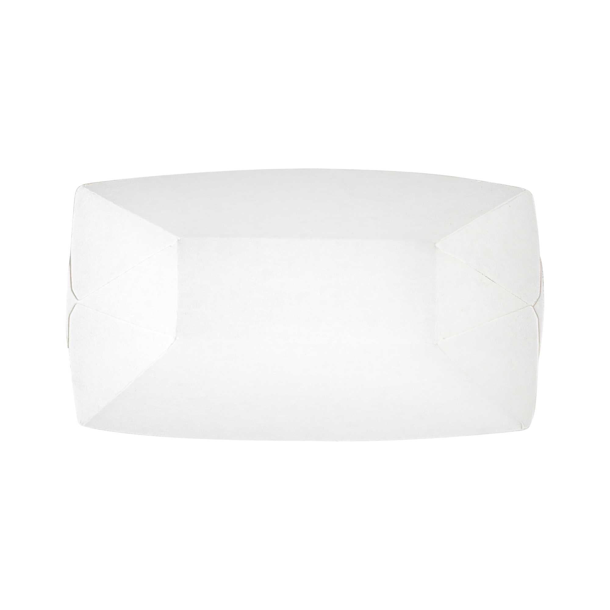 Bio Tek 2 oz White Paper Food Tray / Boat - 3 1/4" x 2 1/4" x 1 1/4" - 50 count box
