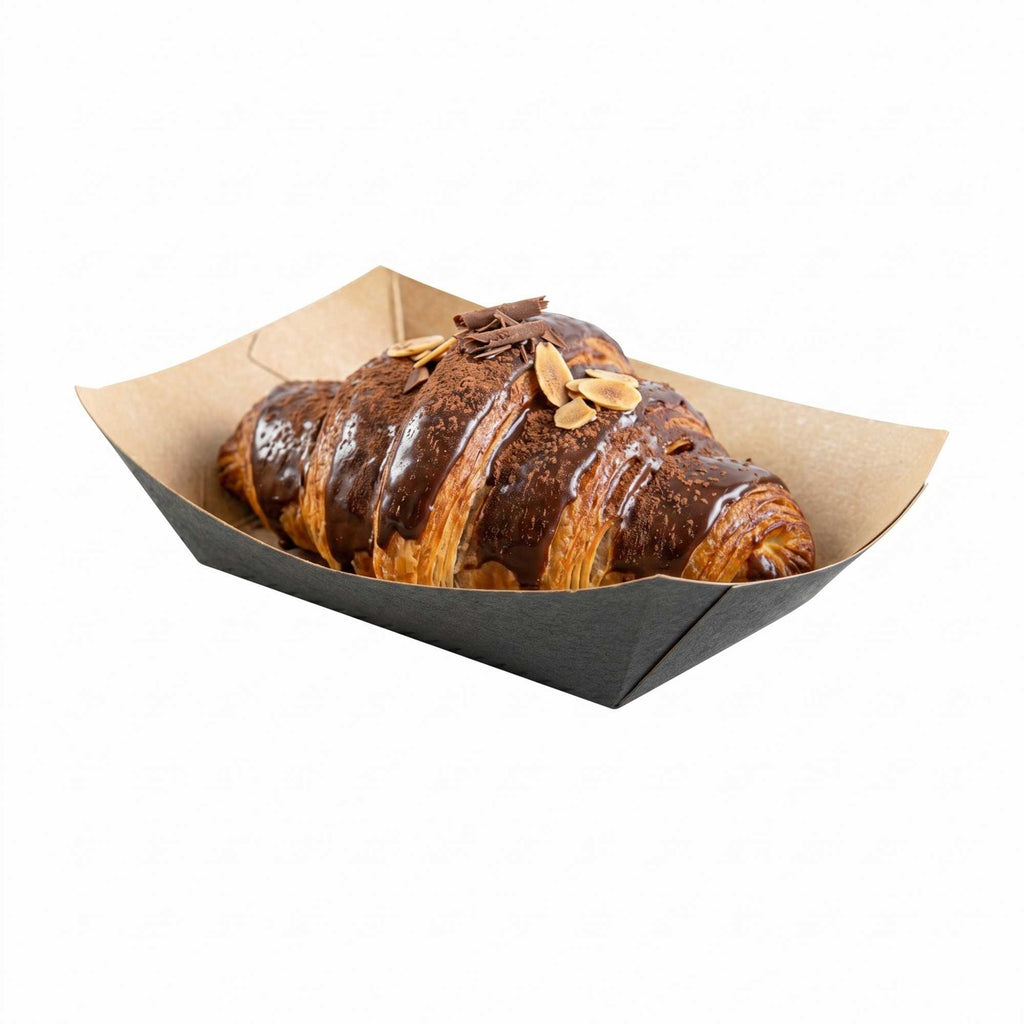 Bio Tek 4 oz Black Paper #25 Food Tray / Boat - 3" x 2" x 1" - 50 count box