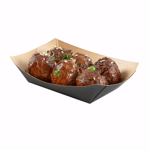 Bio Tek 4 oz Black Paper #25 Food Tray / Boat - 3" x 2" x 1" - 50 count box