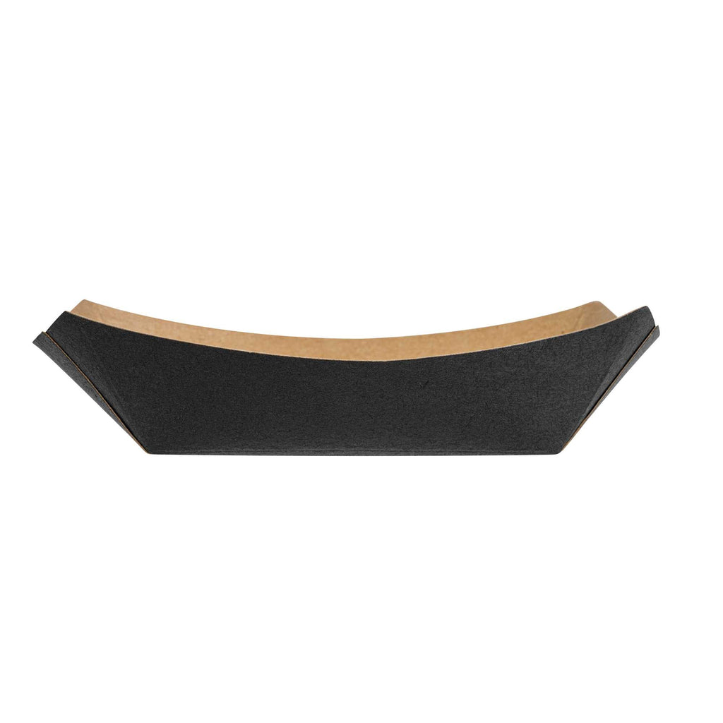 Bio Tek 4 oz Black Paper #25 Food Tray / Boat - 3" x 2" x 1" - 50 count box
