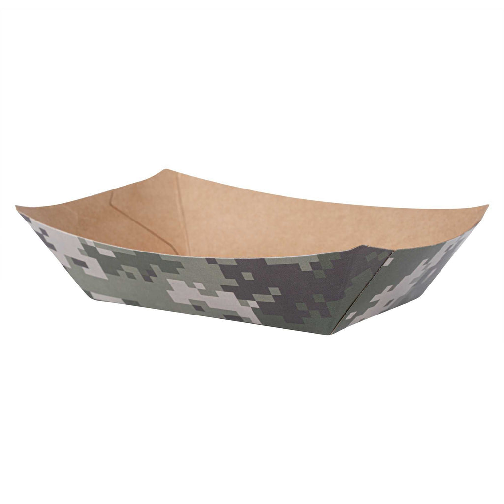 Bio Tek 4 oz Camouflage Paper #25 Food Tray / Boat - 3" x 2" x 1" - 400 count box