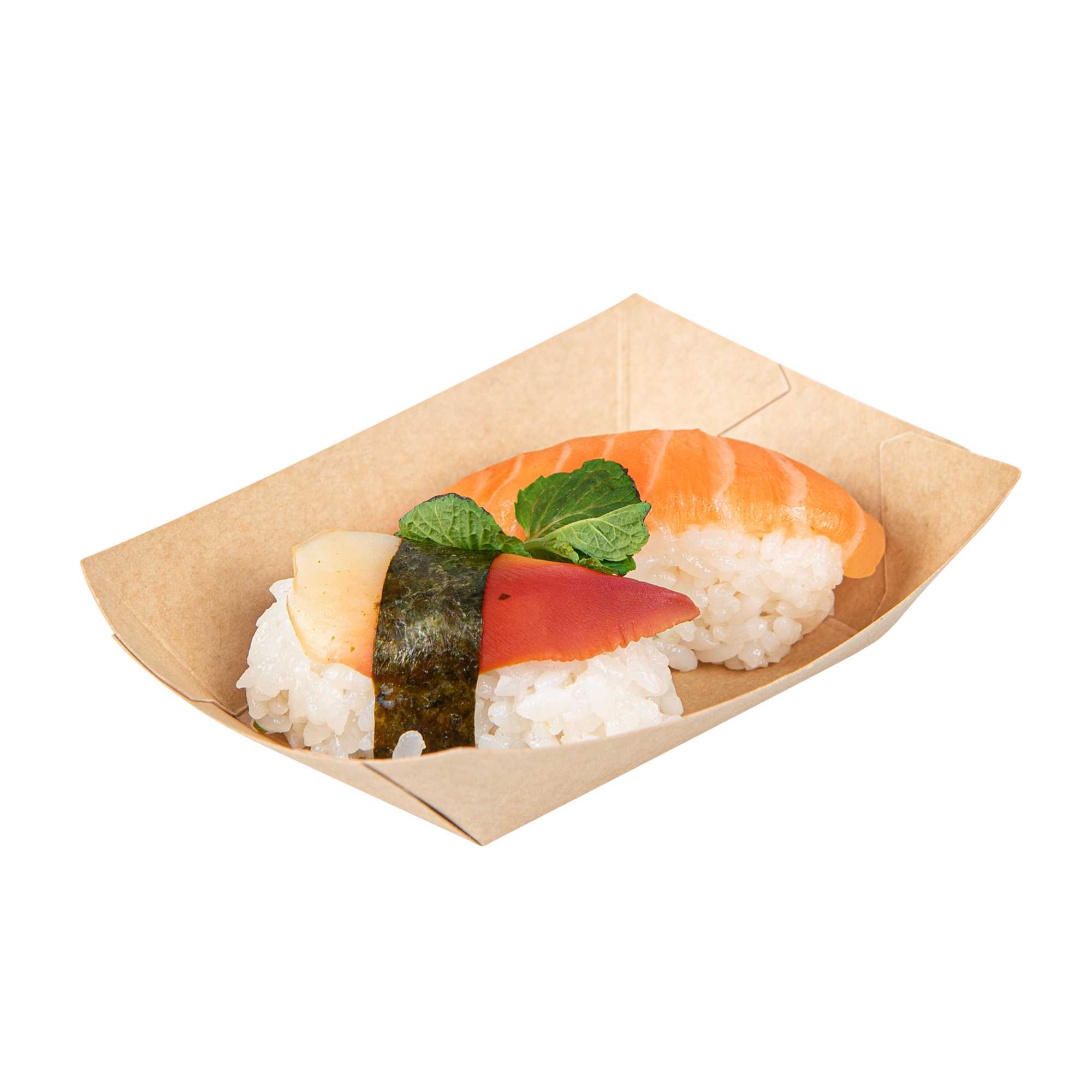 Bio Tek 4 oz Kraft Paper #25 Food Tray / Boat - 3" x 2" x 1" - 50 count box