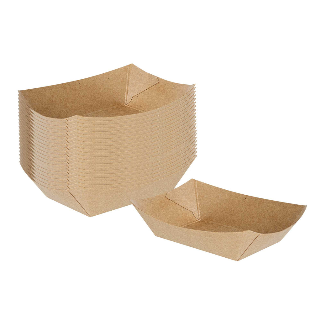Bio Tek 4 oz Kraft Paper #25 Food Tray / Boat - 3" x 2" x 1" - 50 count box