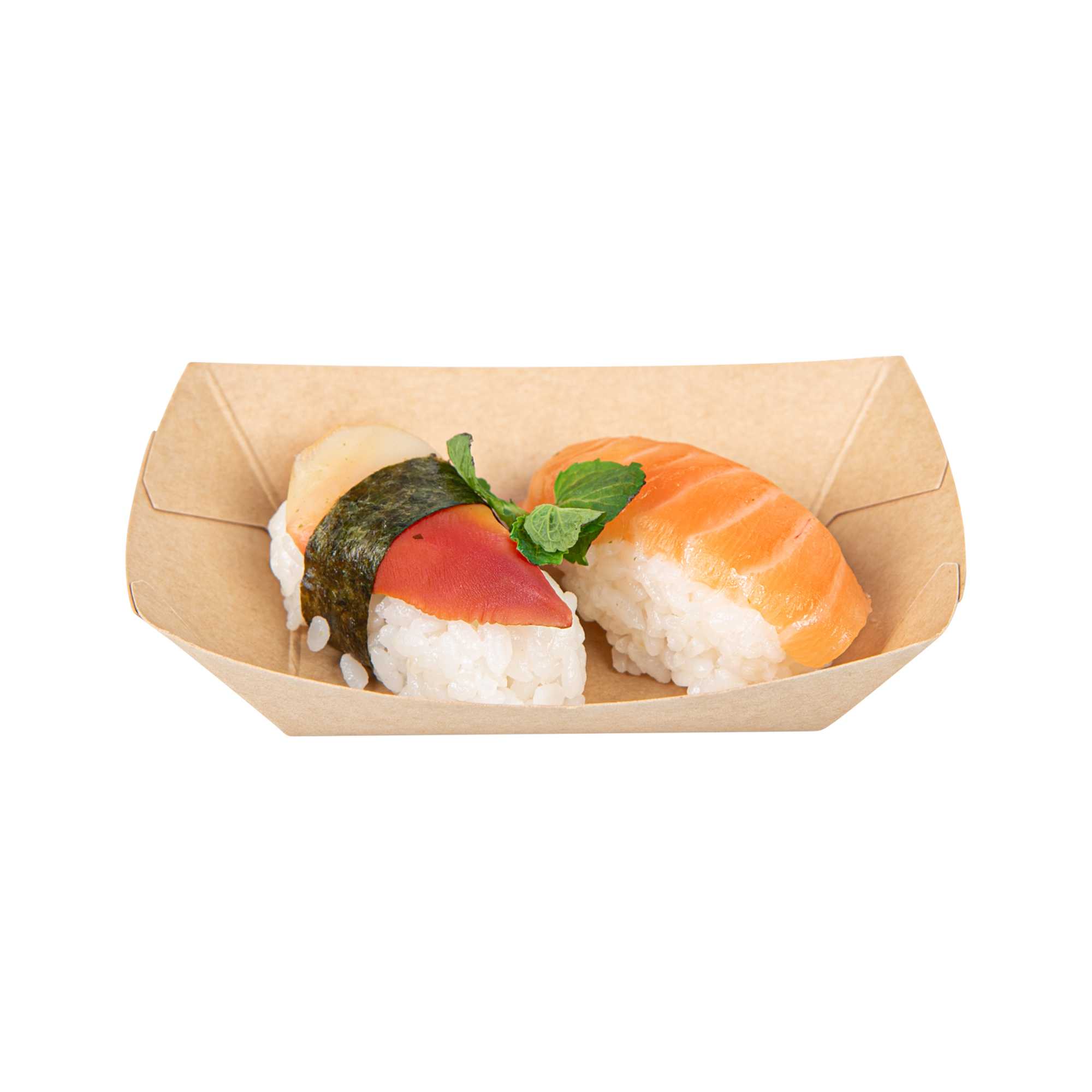 Bio Tek 4 oz Kraft Paper #25 Food Tray / Boat - 3" x 2" x 1" - 50 count box