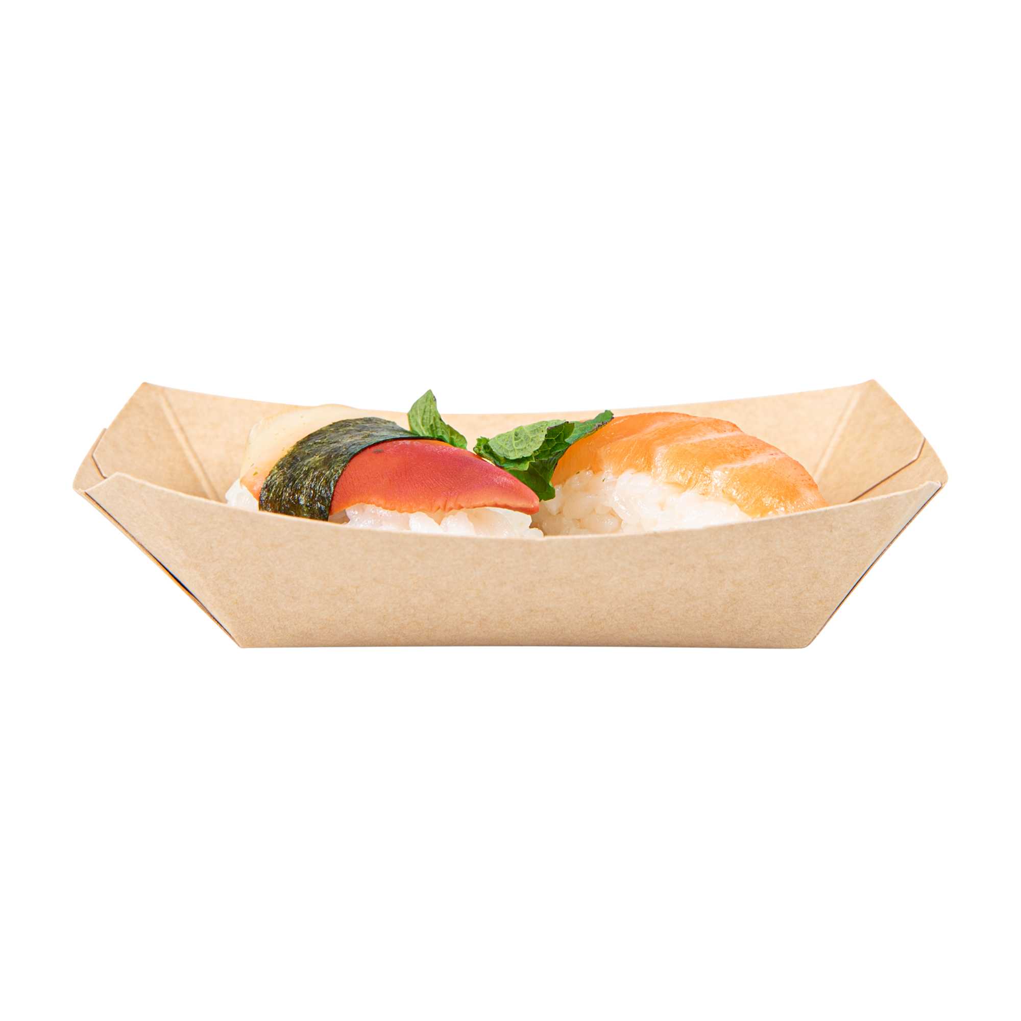 Bio Tek 4 oz Kraft Paper #25 Food Tray / Boat - 3" x 2" x 1" - 50 count box