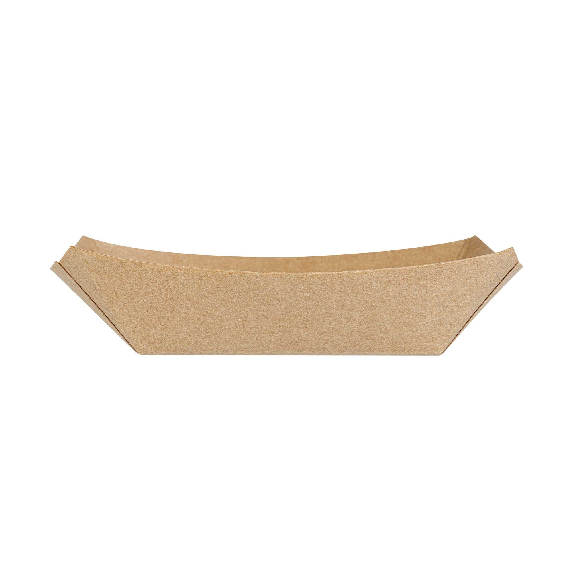 Bio Tek 4 oz Kraft Paper #25 Food Tray / Boat - 3" x 2" x 1" - 50 count box