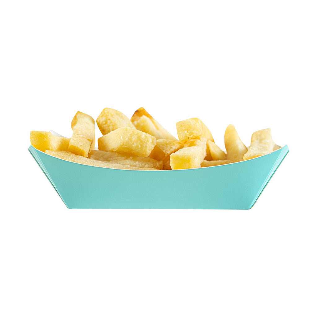 Bio Tek 4 oz Turquoise Paper #25 Food Tray / Boat - 3" x 2" x 1" - 50 count box