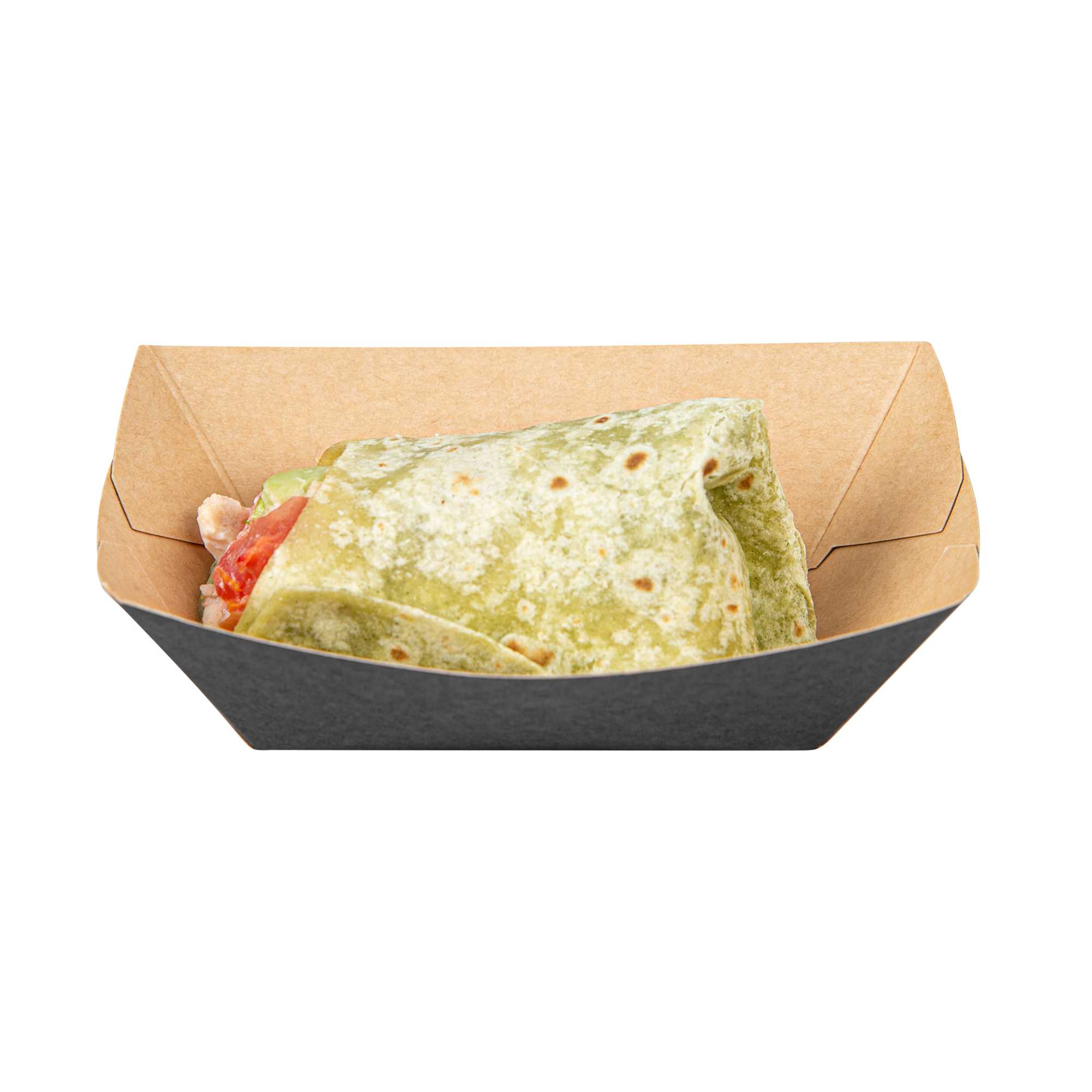 Bio Tek 6 oz Black Paper #40 Food Tray / Boat - 5" x 4" x 1 1/2" - 400 count box