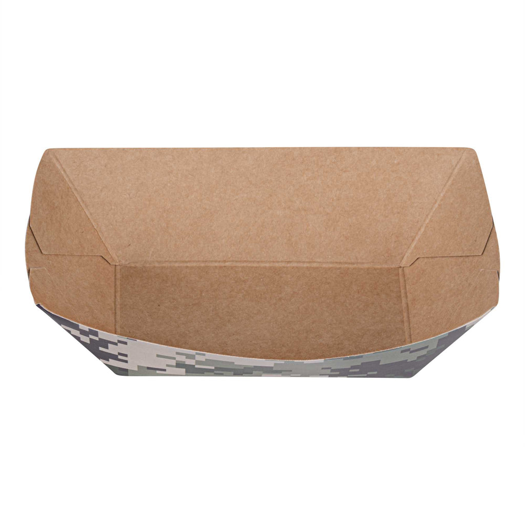 Bio Tek 6 oz Camouflage Paper #40 Food Tray / Boat - 5" x 4" x 1 1/2" - 400 count box