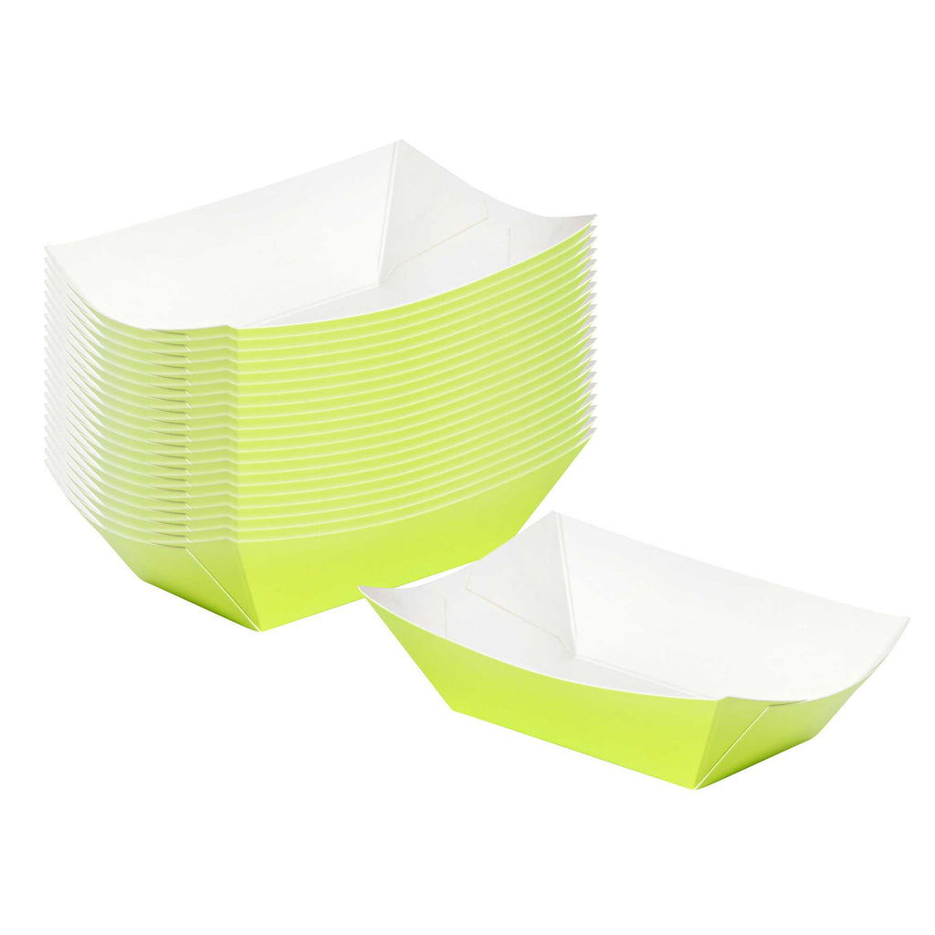 Bio Tek 6 oz Eco Green Paper #40 Food Tray / Boat - 5" x 4" x 1 1/2" - 50 count box