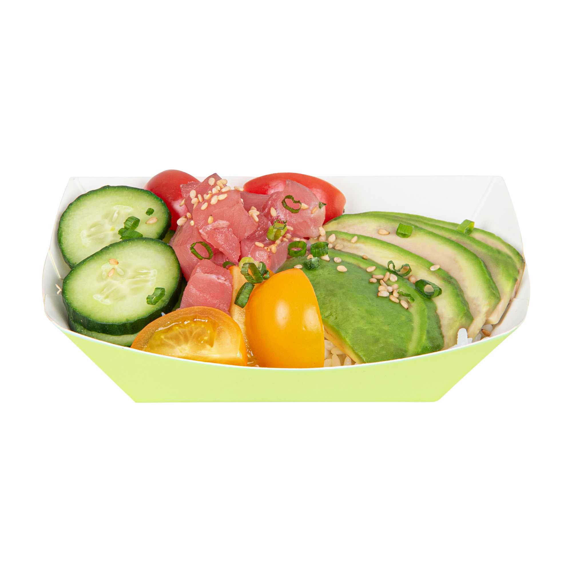 Bio Tek 6 oz Eco Green Paper #40 Food Tray / Boat - 5" x 4" x 1 1/2" - 50 count box