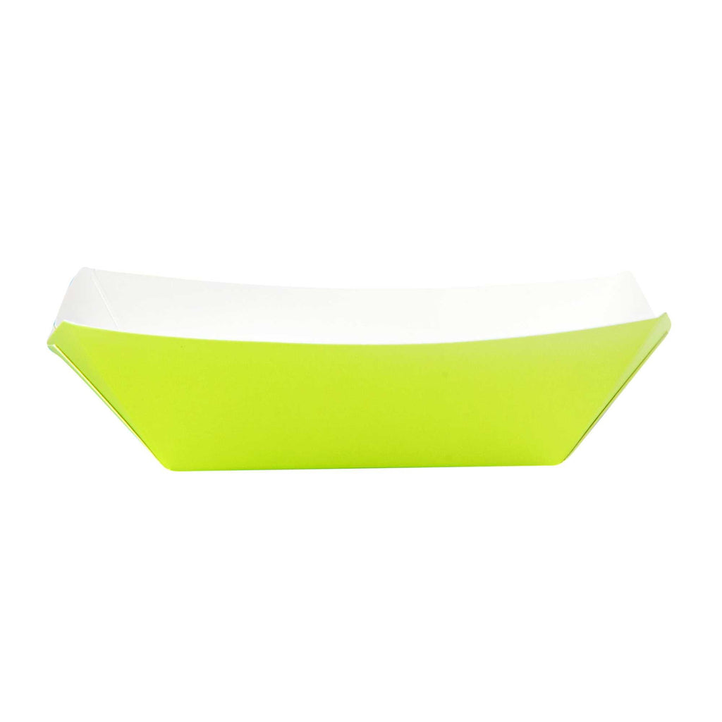 Bio Tek 6 oz Eco Green Paper #40 Food Tray / Boat - 5" x 4" x 1 1/2" - 50 count box