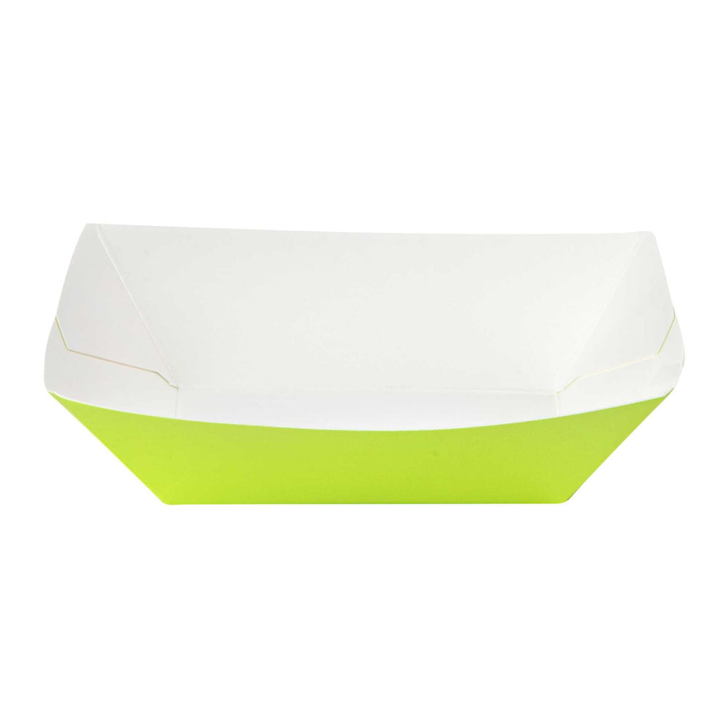 Bio Tek 6 oz Eco Green Paper #40 Food Tray / Boat - 5" x 4" x 1 1/2" - 50 count box