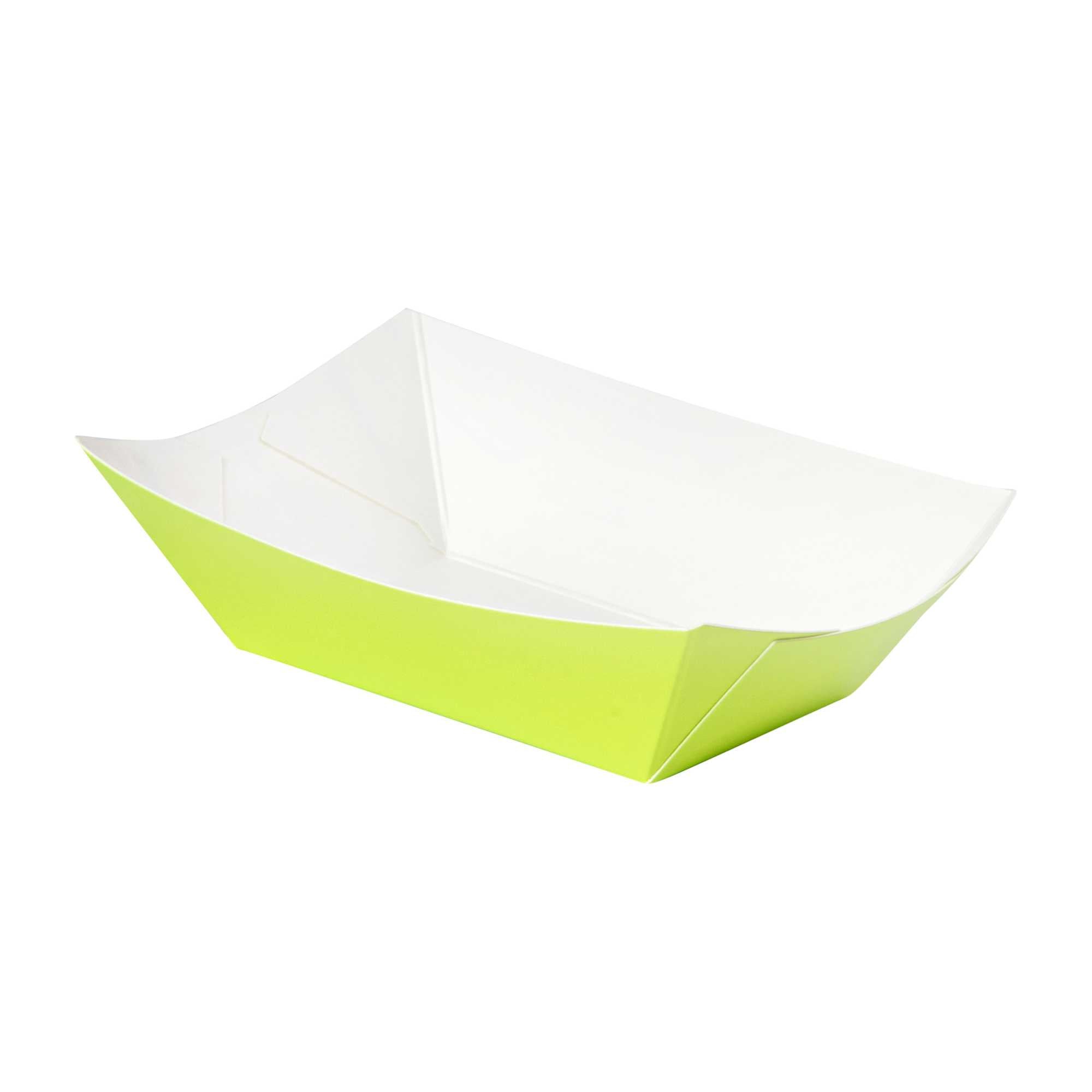Bio Tek 6 oz Eco Green Paper #40 Food Tray / Boat - 5" x 4" x 1 1/2" - 50 count box