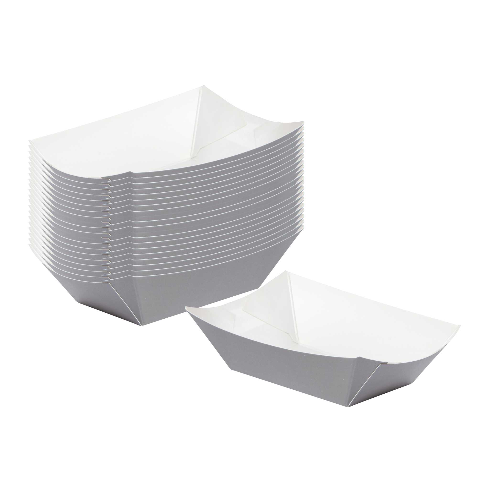 Bio Tek 6 oz Gray Paper #40 Food Tray / Boat - 5" x 4" x 1 1/2" - 50 count box