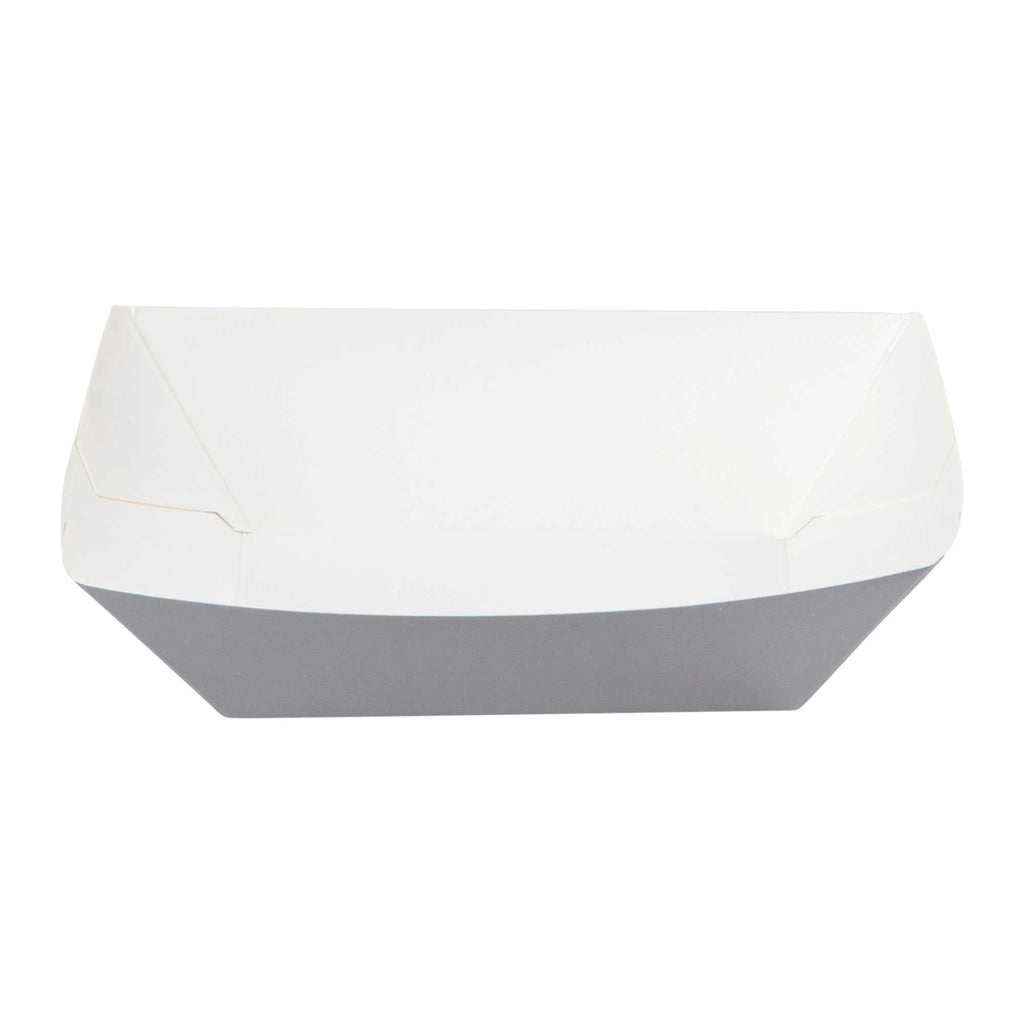 Bio Tek 6 oz Gray Paper #40 Food Tray / Boat - 5" x 4" x 1 1/2" - 50 count box
