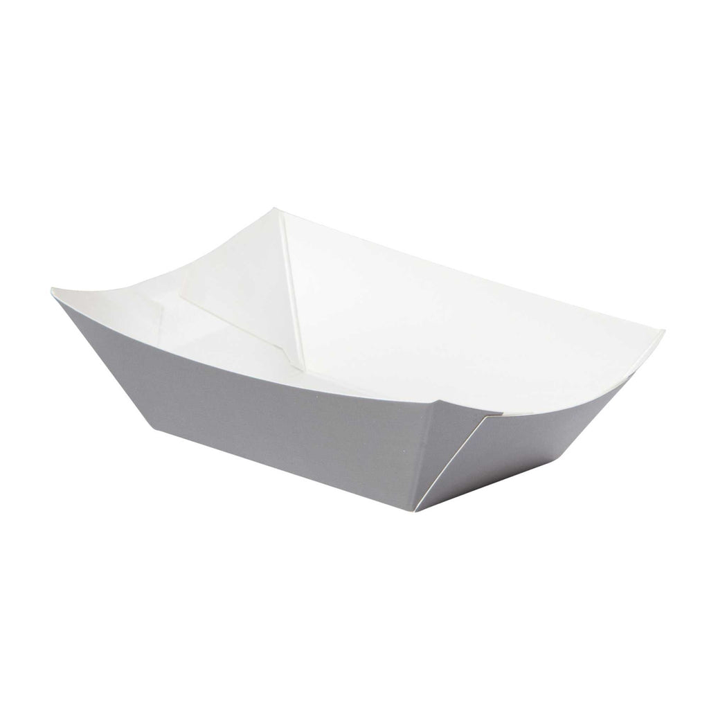 Bio Tek 6 oz Gray Paper #40 Food Tray / Boat - 5" x 4" x 1 1/2" - 50 count box