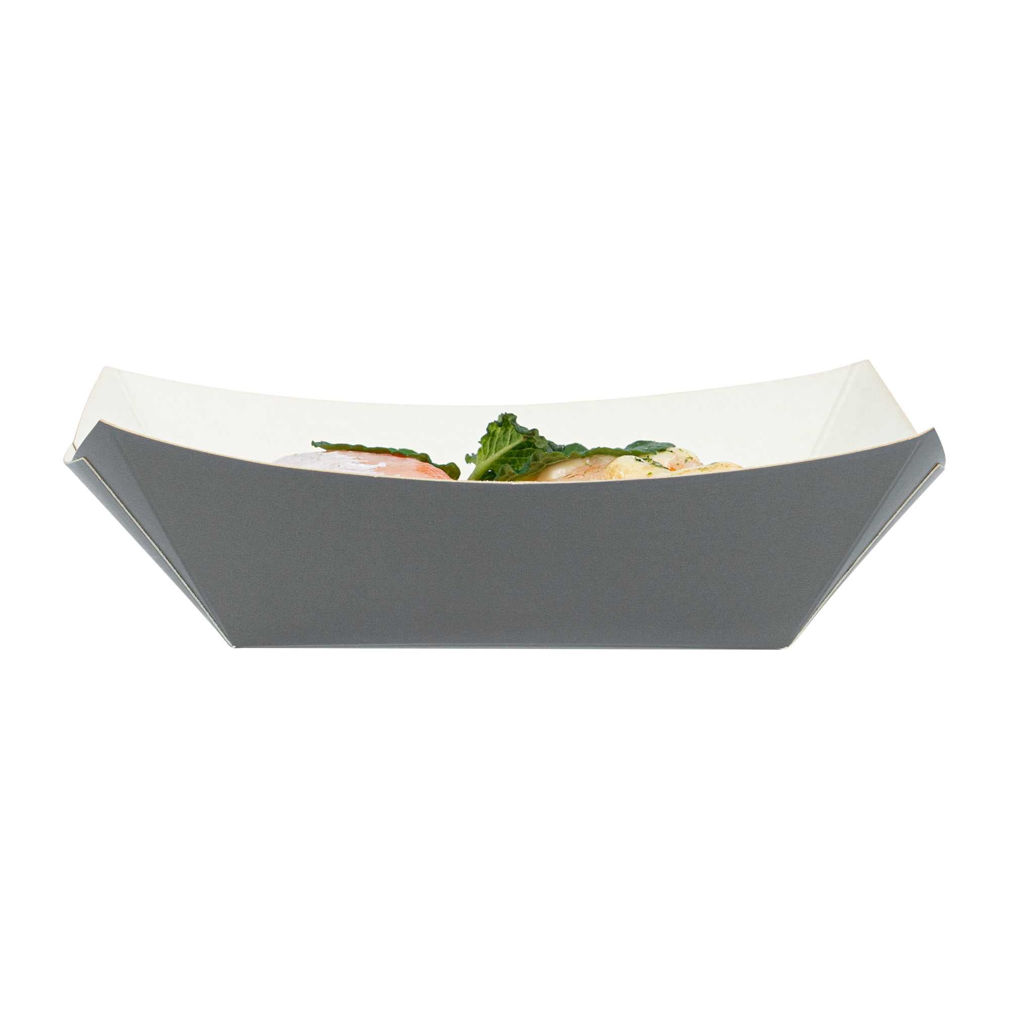 Bio Tek 6 oz Gray Paper #40 Food Tray / Boat - 5" x 4" x 1 1/2" - 400 count box
