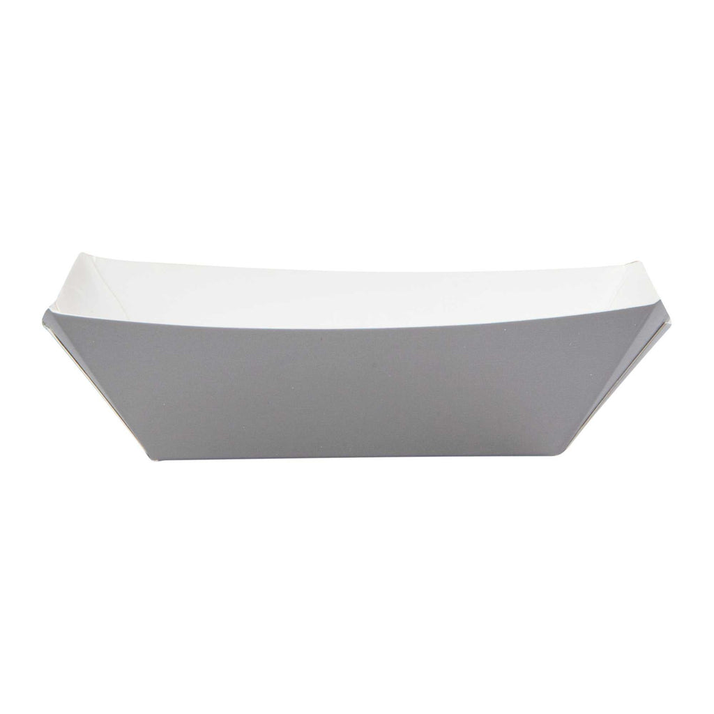 Bio Tek 6 oz Gray Paper #40 Food Tray / Boat - 5" x 4" x 1 1/2" - 400 count box