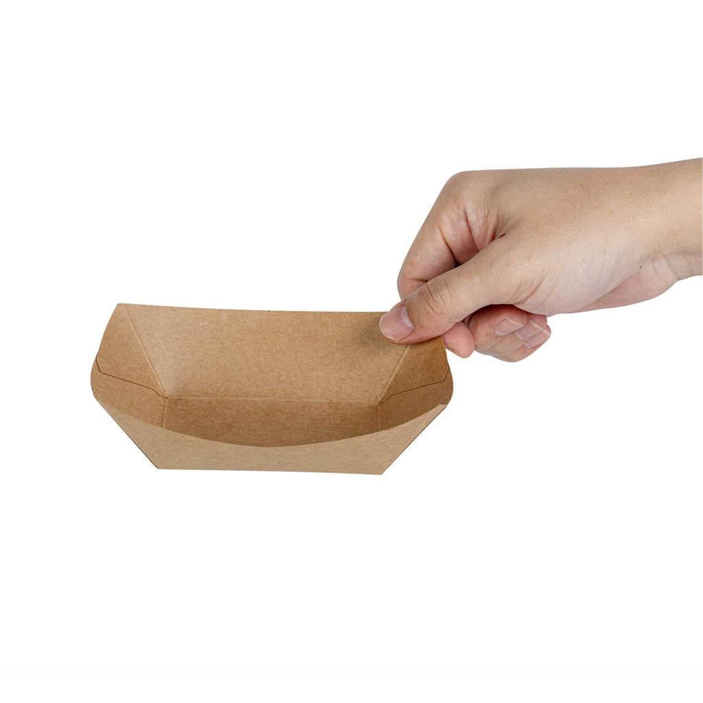 Bio Tek 6 oz Kraft Paper #40 Food Tray / Boat - 5" x 4" x 1 1/2" - 50 count box