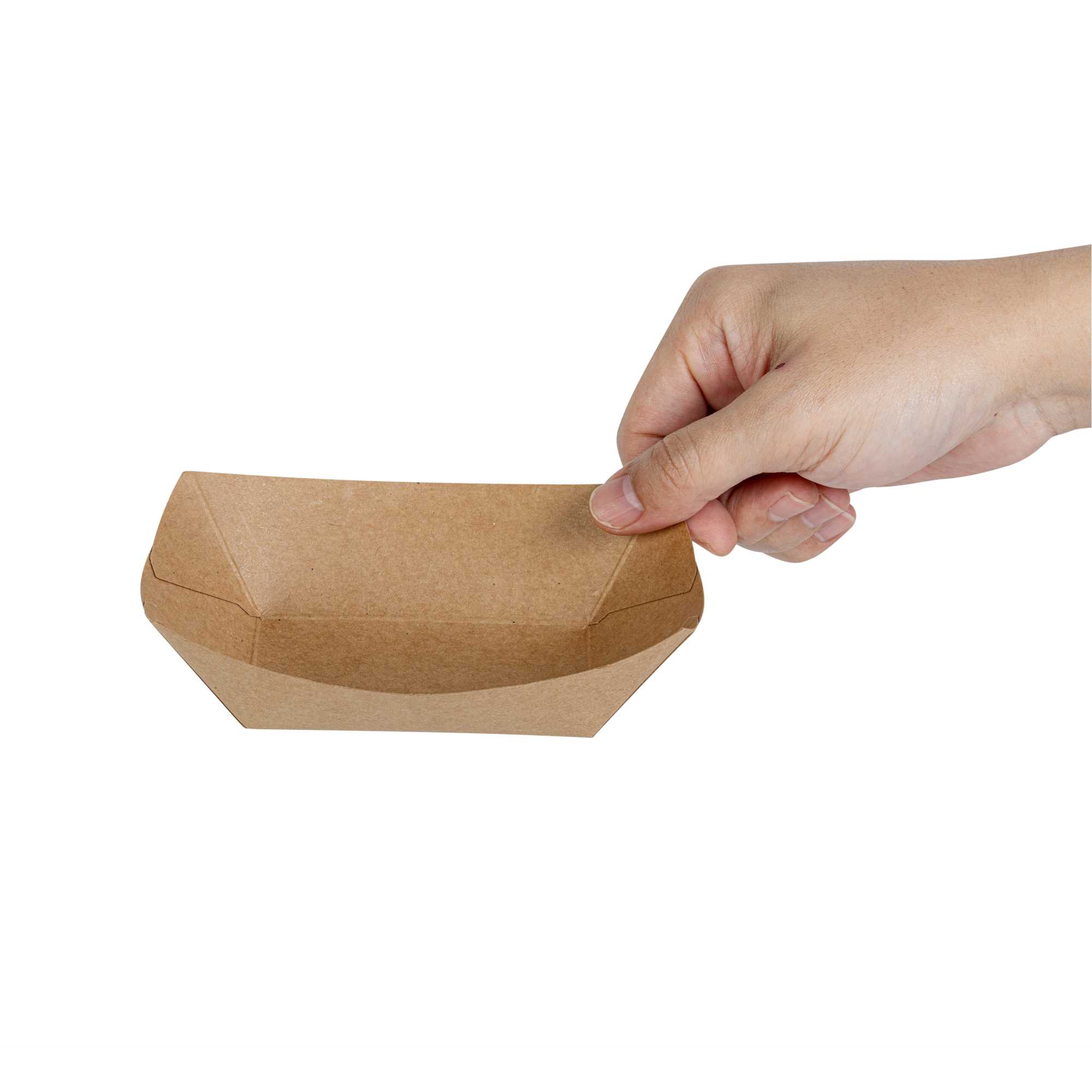Bio Tek 6 oz Kraft Paper #40 Food Tray / Boat - 5" x 4" x 1 1/2" - 50 count box