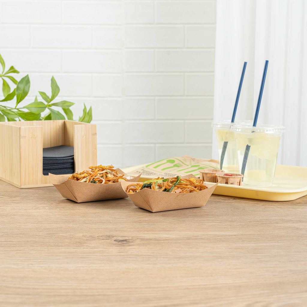 Bio Tek 6 oz Kraft Paper #40 Food Tray / Boat - 5" x 4" x 1 1/2" - 50 count box