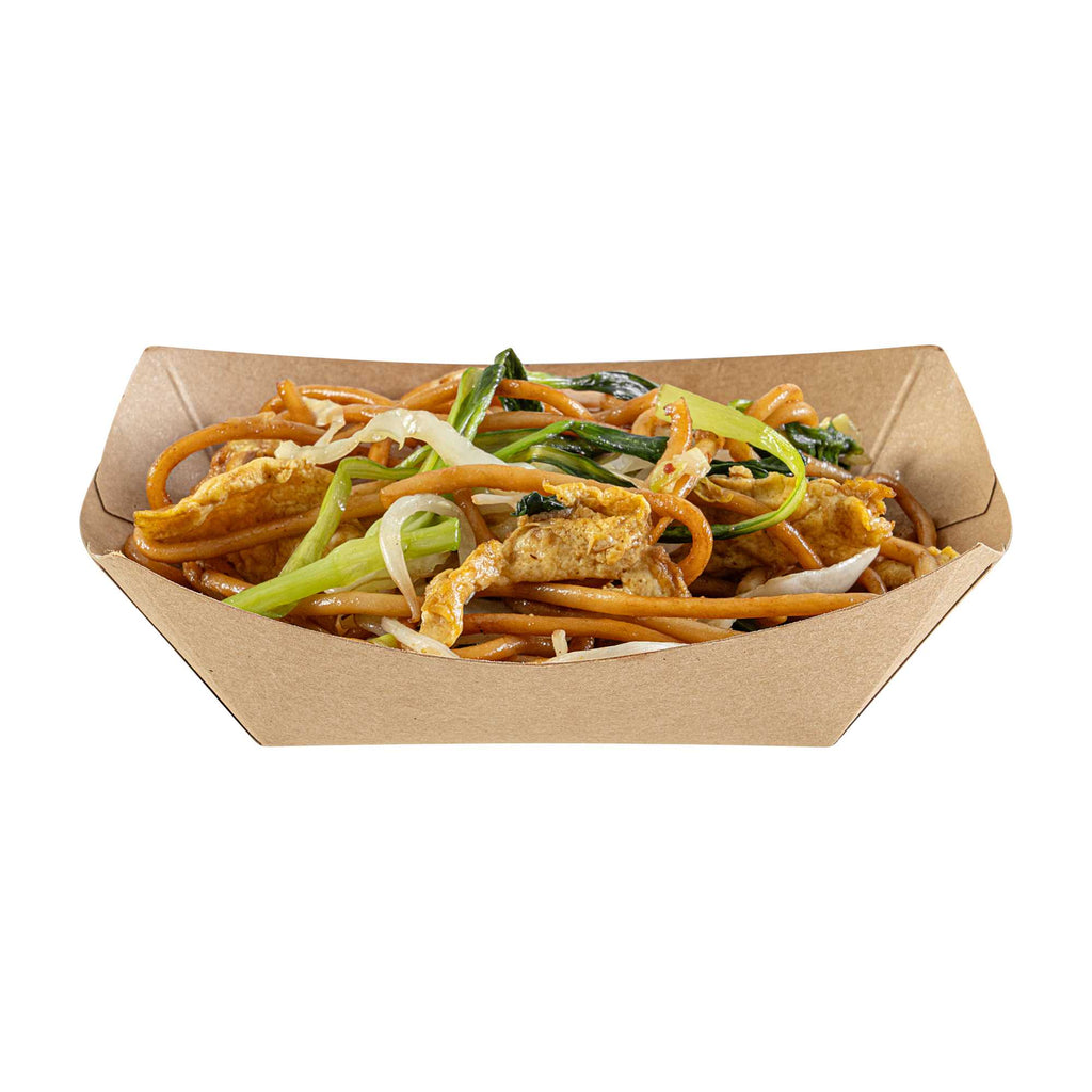 Bio Tek 6 oz Kraft Paper #40 Food Tray / Boat - 5" x 4" x 1 1/2" - 400 count box