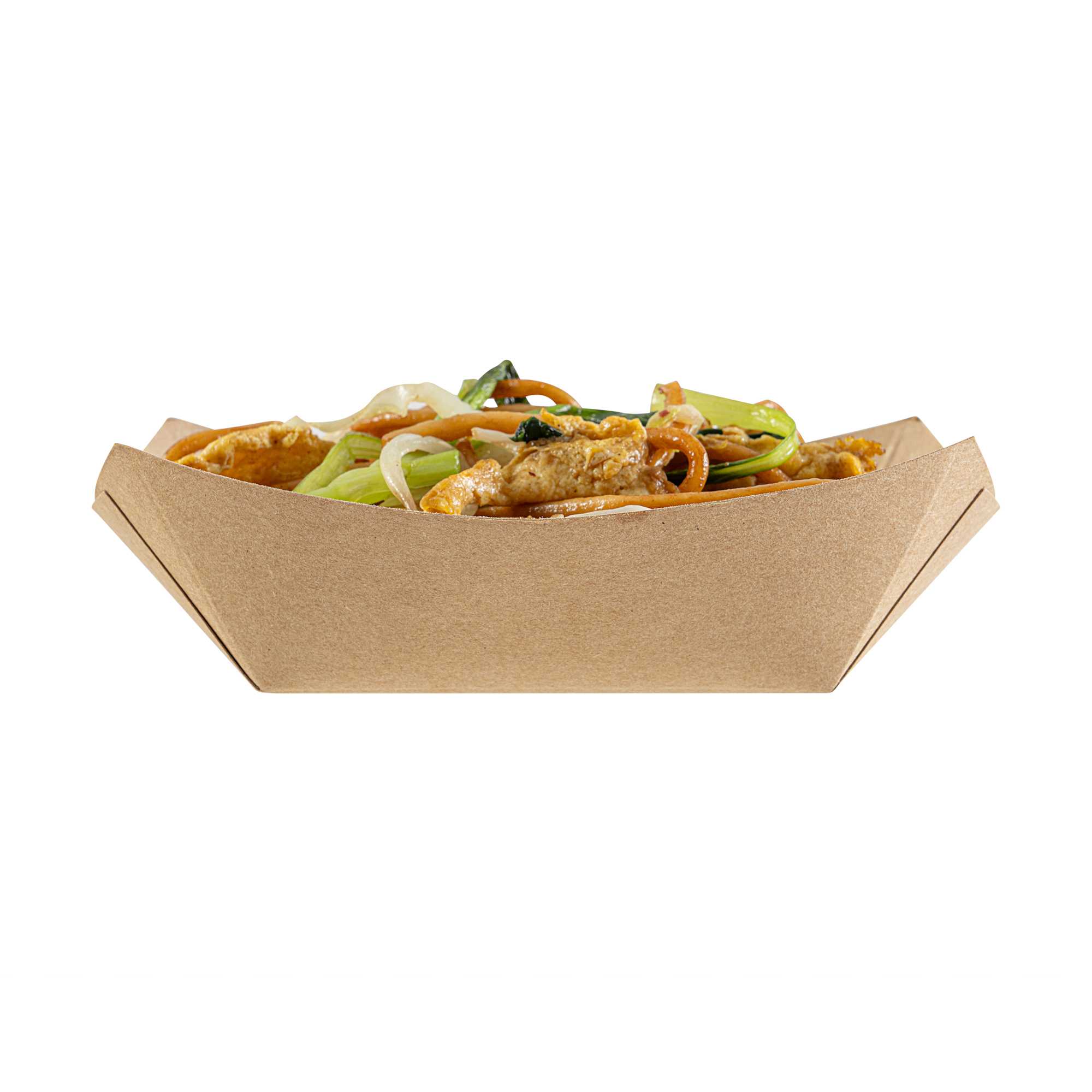 Bio Tek 6 oz Kraft Paper #40 Food Tray / Boat - 5" x 4" x 1 1/2" - 400 count box