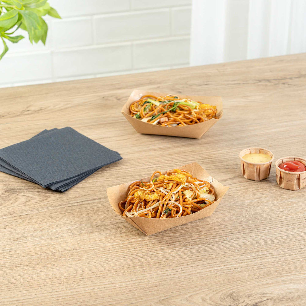 Bio Tek 6 oz Kraft Paper #40 Food Tray / Boat - 5" x 4" x 1 1/2" - 400 count box
