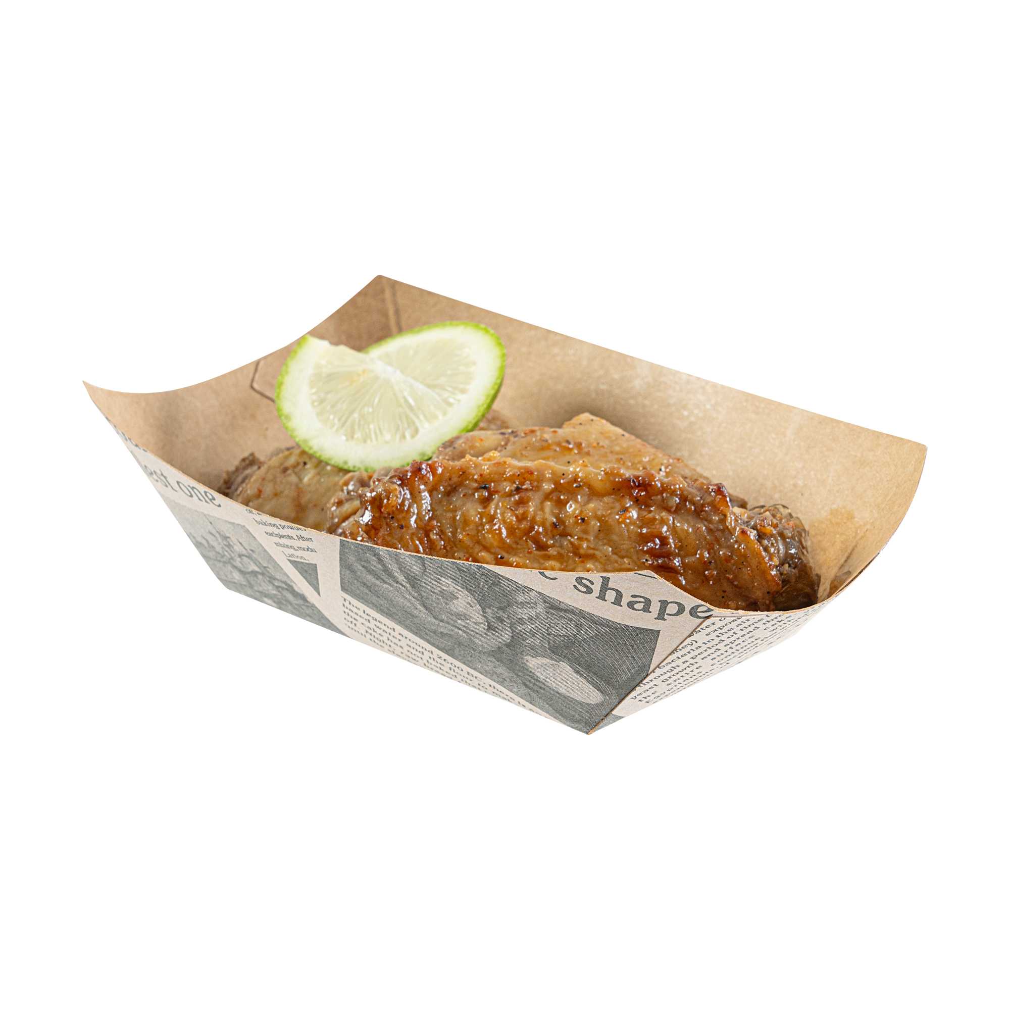 Bio Tek 6 oz Newsprint Paper #40 Food Tray / Boat - 5" x 4" x 1 1/2" - 400 count box