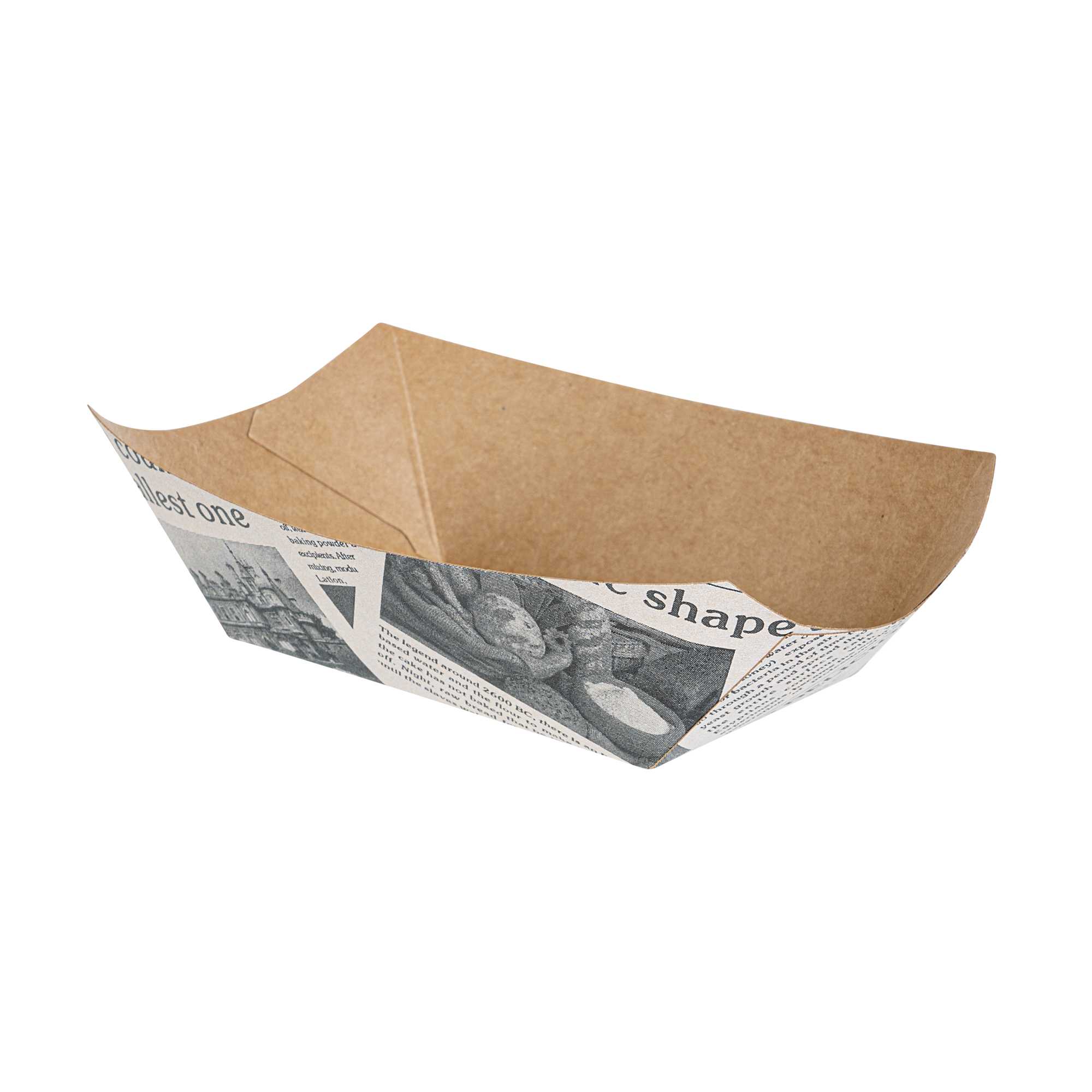 Bio Tek 6 oz Newsprint Paper #40 Food Tray / Boat - 5" x 4" x 1 1/2" - 50 count box