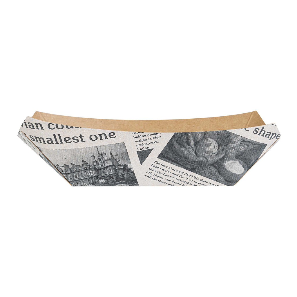 Bio Tek 6 oz Newsprint Paper #40 Food Tray / Boat - 5" x 4" x 1 1/2" - 50 count box