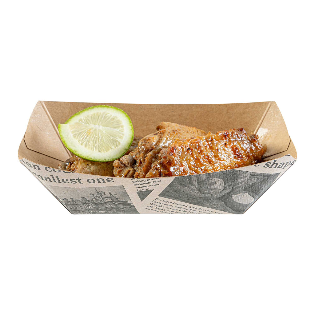 Bio Tek 6 oz Newsprint Paper #40 Food Tray / Boat - 5" x 4" x 1 1/2" - 400 count box
