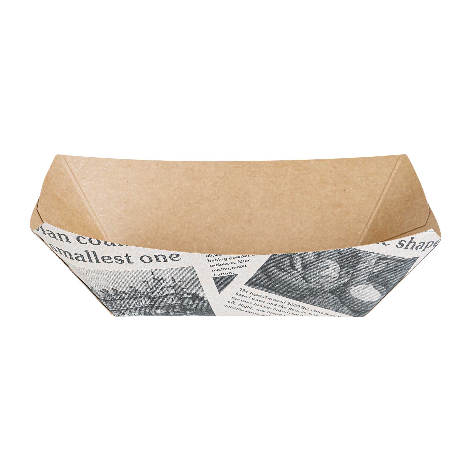 Bio Tek 6 oz Newsprint Paper #40 Food Tray / Boat - 5" x 4" x 1 1/2" - 400 count box