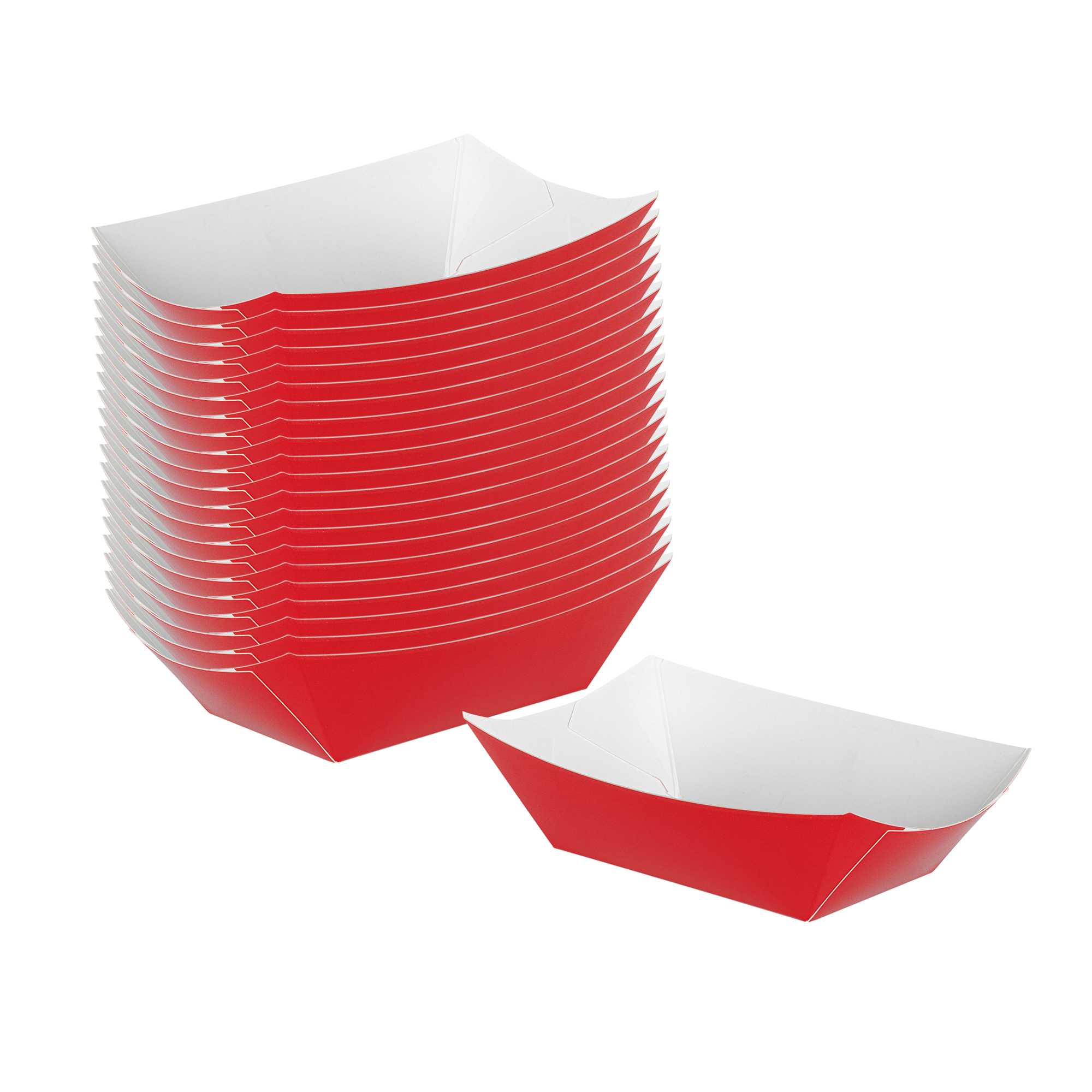 Bio Tek 6 oz Red Paper #40 Food Tray / Boat - 5" x 4" x 1 1/2" - 50 count box