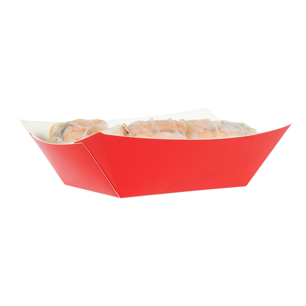 Bio Tek 6 oz Red Paper #40 Food Tray / Boat - 5" x 4" x 1 1/2" - 50 count box