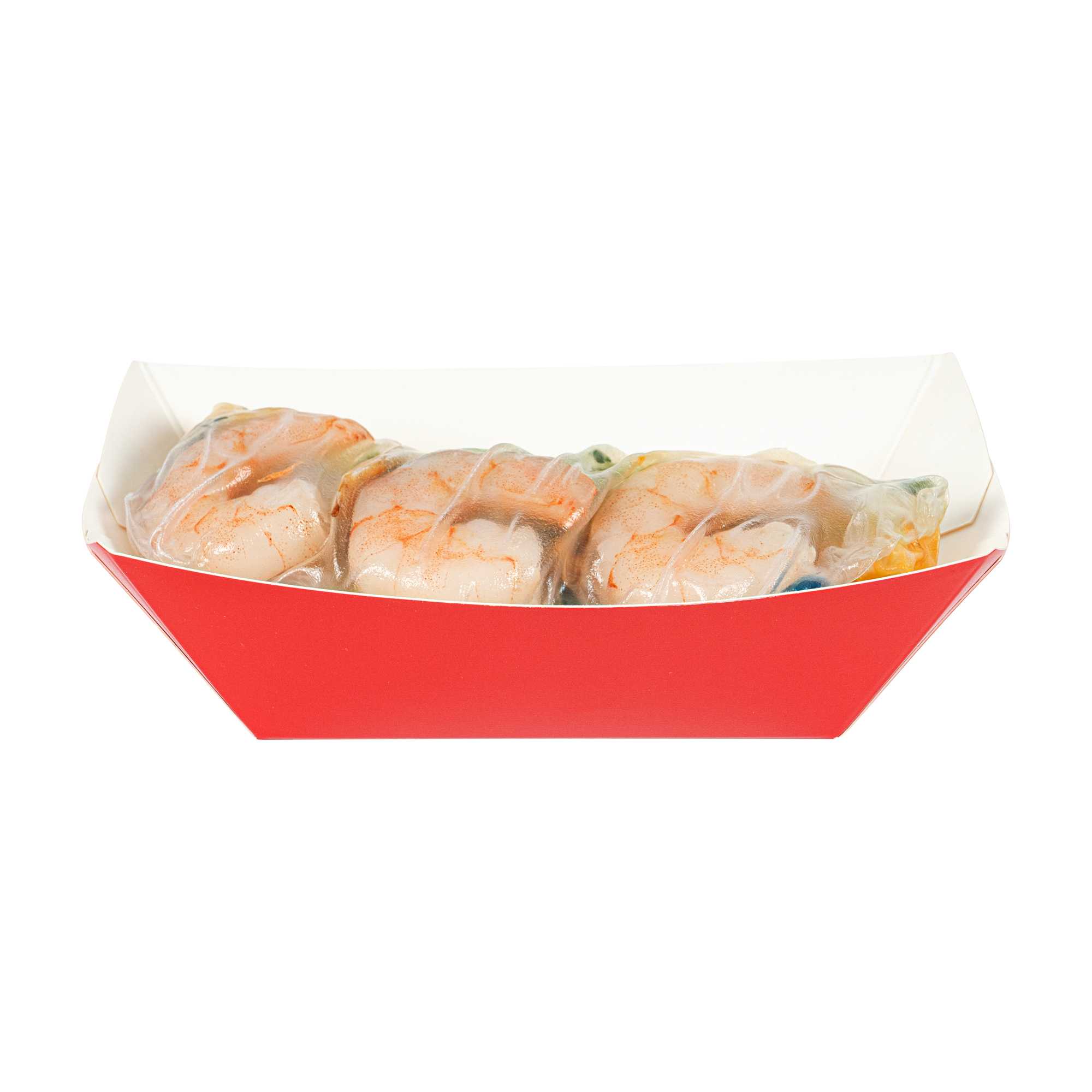 Bio Tek 6 oz Red Paper #40 Food Tray / Boat - 5" x 4" x 1 1/2" - 50 count box