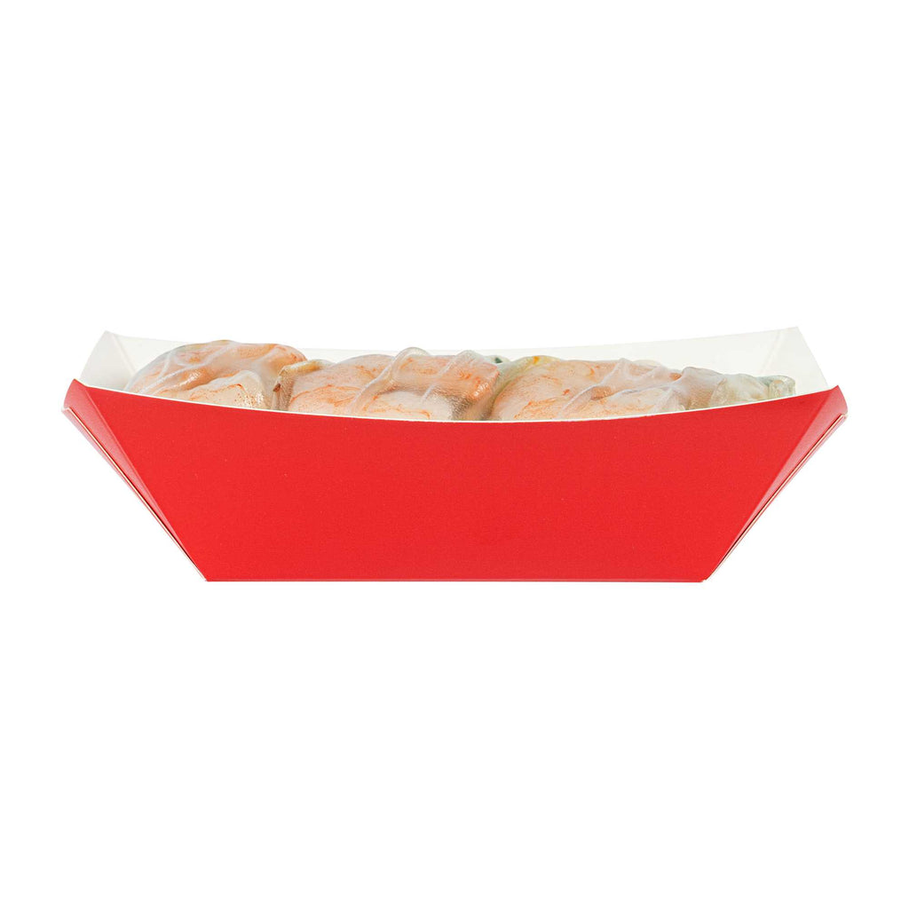 Bio Tek 6 oz Red Paper #40 Food Tray / Boat - 5" x 4" x 1 1/2" - 50 count box