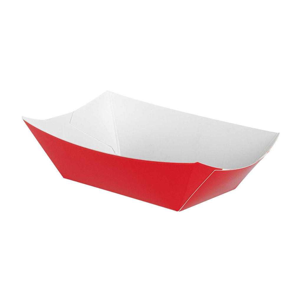 Bio Tek 6 oz Red Paper #40 Food Tray / Boat - 5" x 4" x 1 1/2" - 50 count box