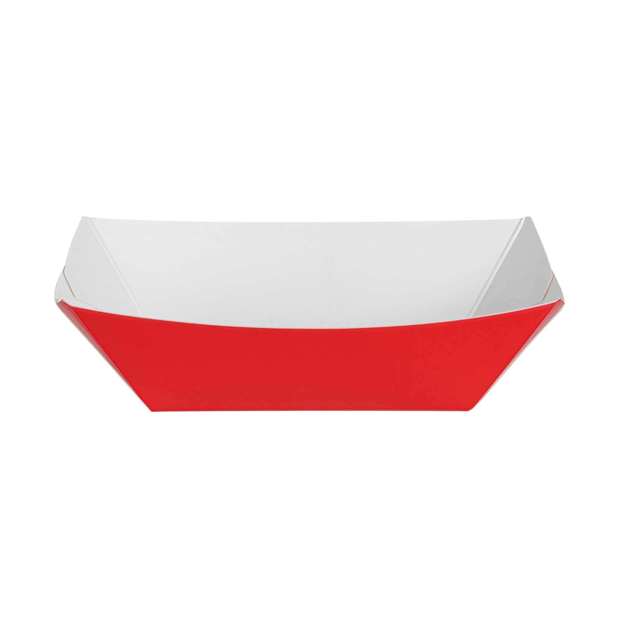 Bio Tek 6 oz Red Paper #40 Food Tray / Boat - 5" x 4" x 1 1/2" - 50 count box