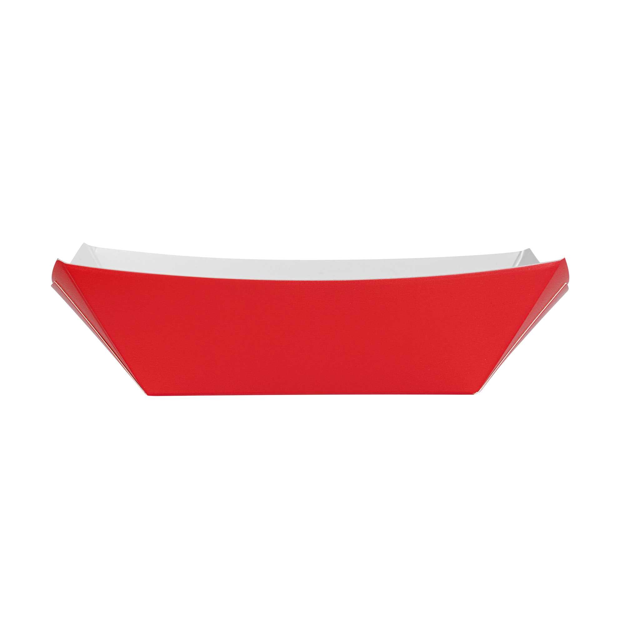 Bio Tek 6 oz Red Paper #40 Food Tray / Boat - 5" x 4" x 1 1/2" - 50 count box
