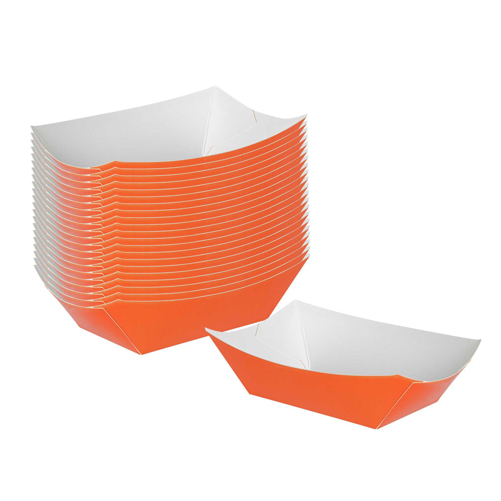 Bio Tek 6 oz Tangerine Orange Paper #40 Food Tray / Boat - 5" x 4" x 1 1/2" - 400 count box